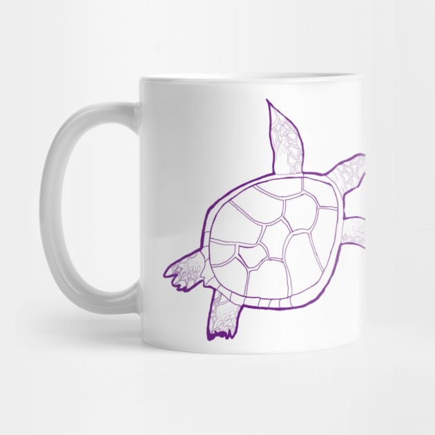 Dark purple swimming turtle by Annalisseart24